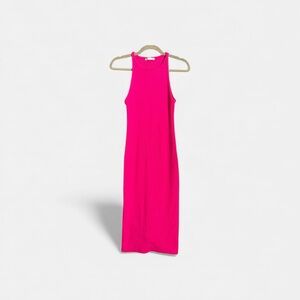 Zara Hot Pink Midi Flirty & Fun Body Contour Tube Dress Large